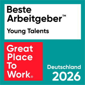 Auszeichnung und Badge "Beste Arbeitgeber Young Talents" von Great Place To Work